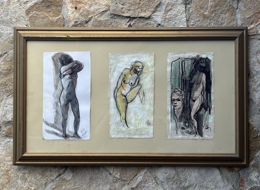 Quadro -Nudi Di Donna- Fienga realizzati a tecnica mista su carta