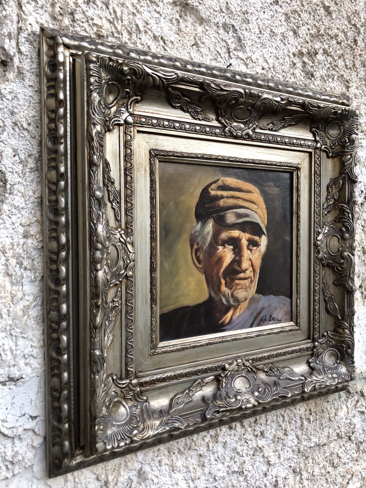 Quadro dipinto a olio su tela, soggetto Uomo Anziano