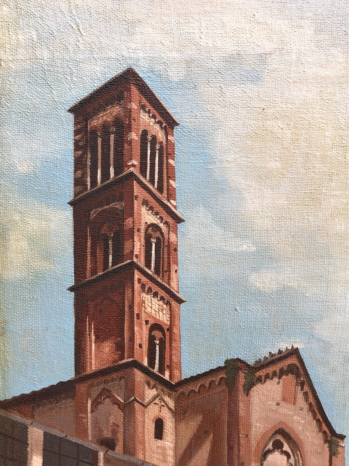 Quadro vintage -Campanile-dipinto a olio