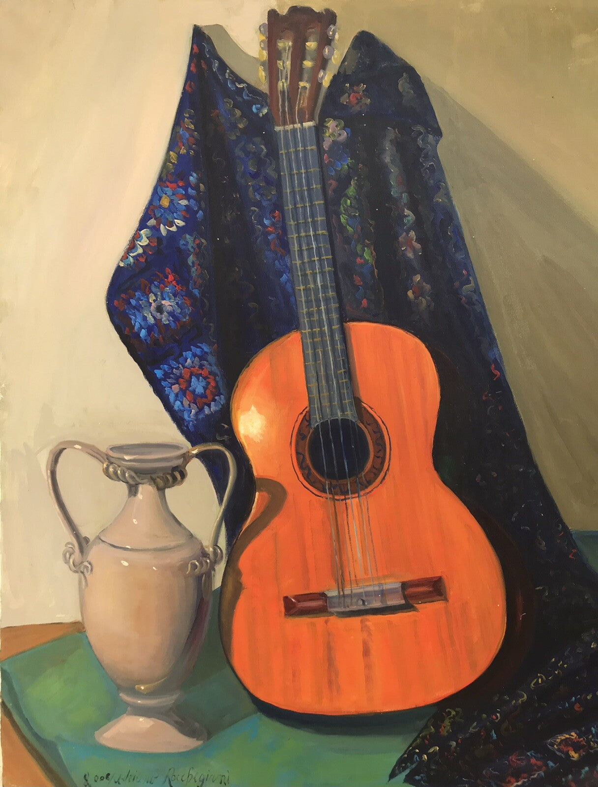 GRANDE QUADRO -CHITARRA-DIPINTO A OLIO SU TELA 80x100