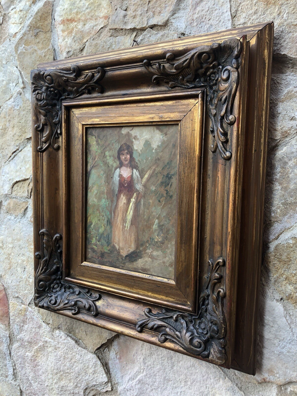 Quadro vintage -Contadina- dipinto a olio