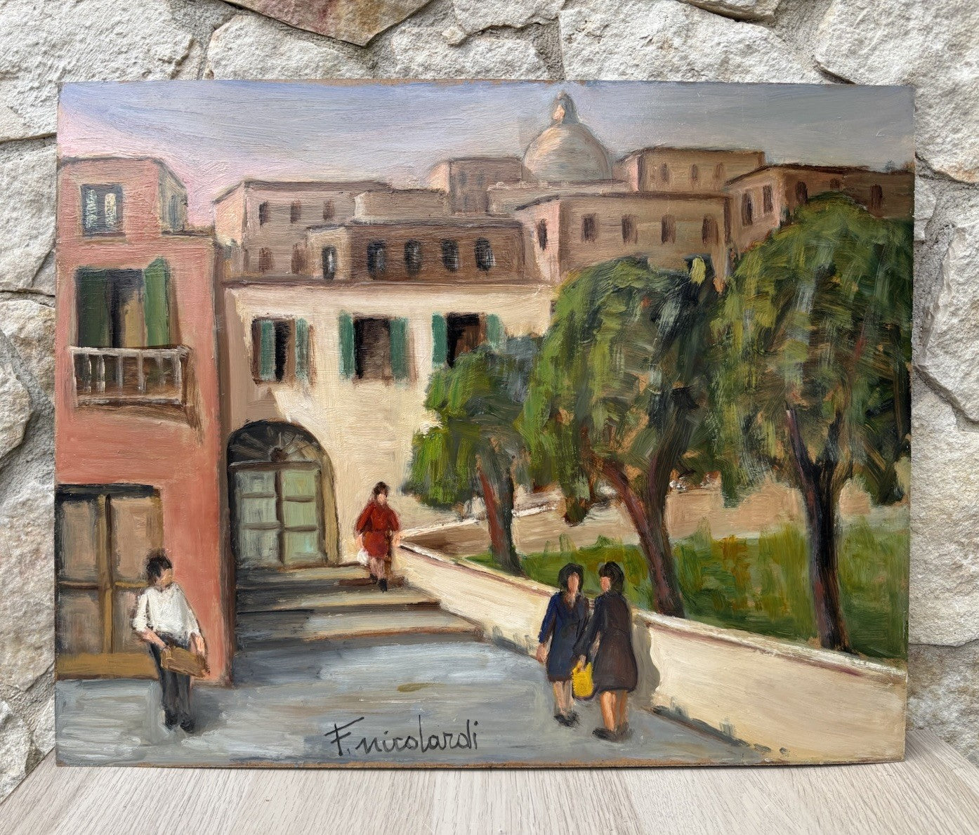 Quadro -Un Angolo Di Pozzuoli- Francesco Nicolardi- dipinto a olio