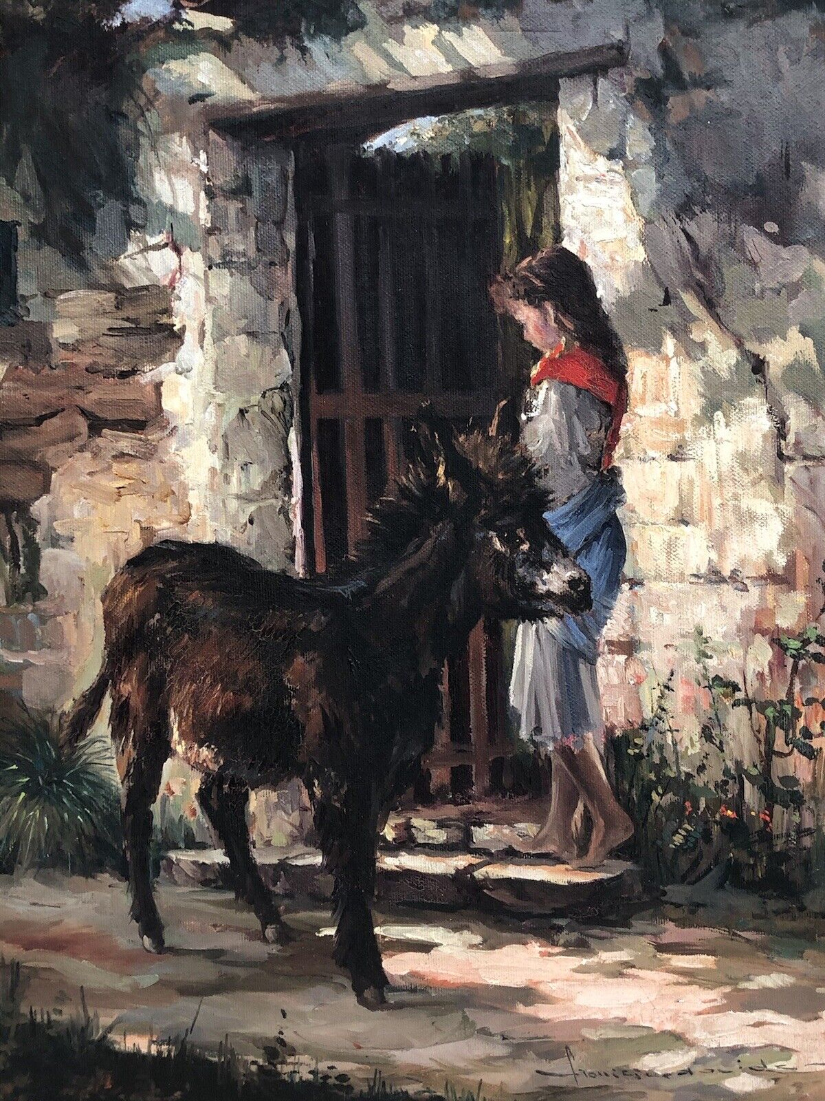 Quadro vintage -Asinello- dipinto a olio su tela
