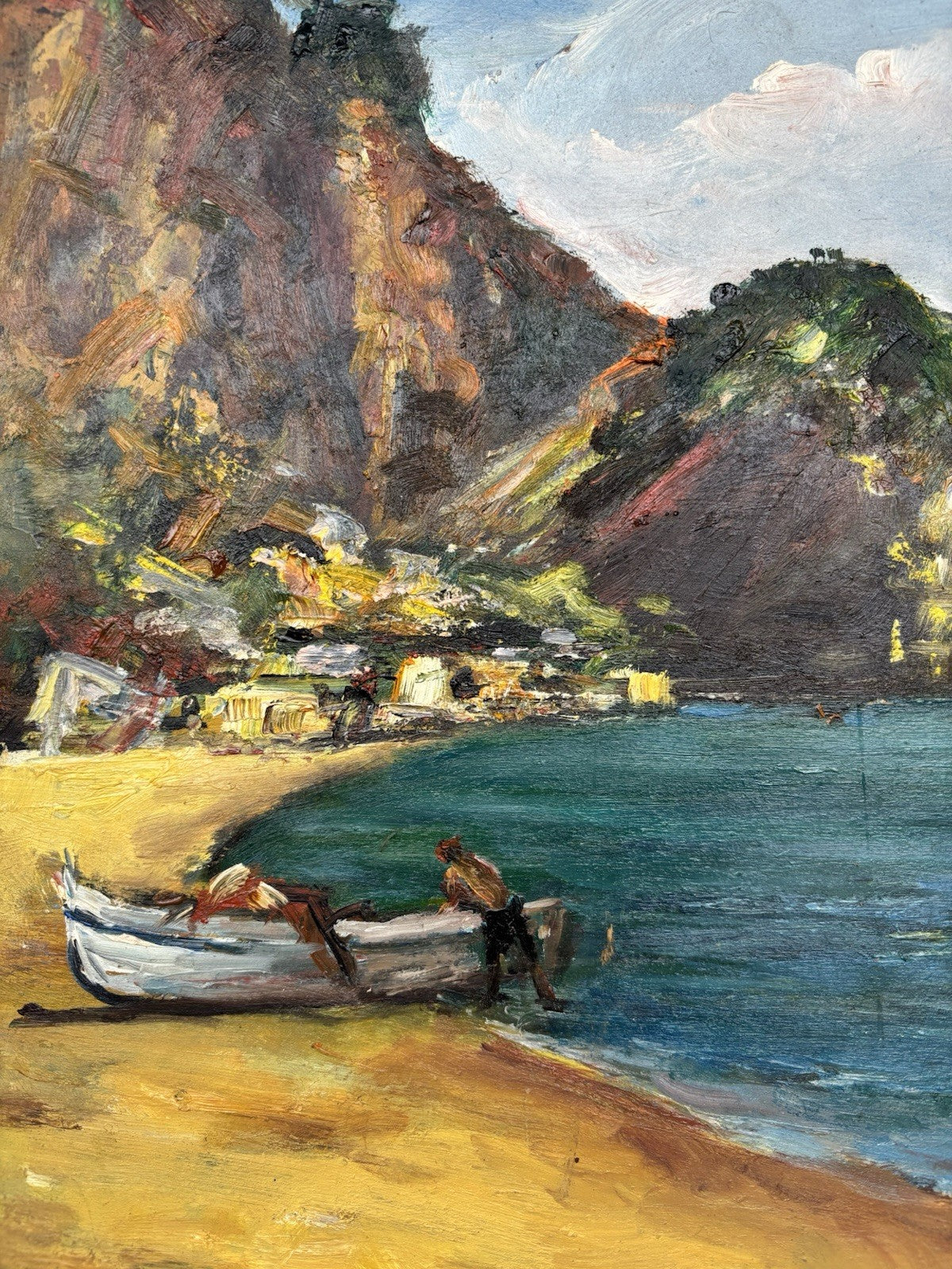 Quadro -Marina Con Barche- Giovanni Pane dipinto a olio