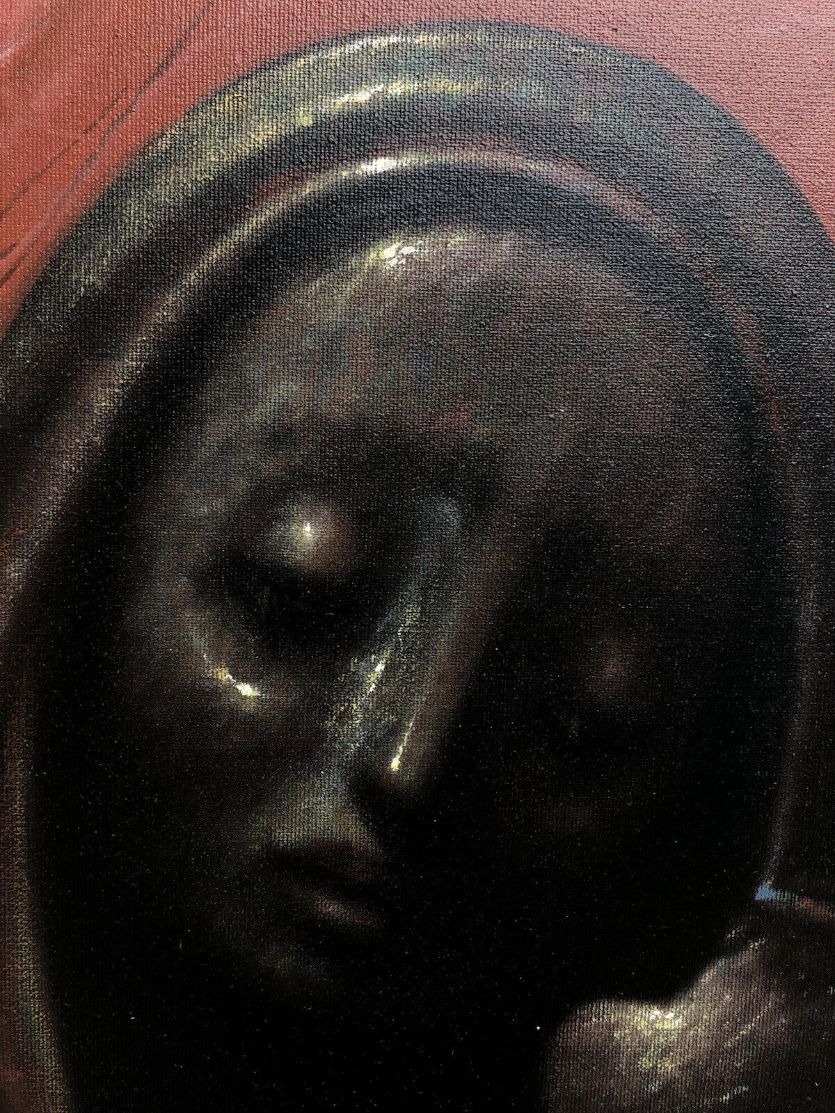 Quadro vintage -Madonna Nera- dipinto a olio su tela