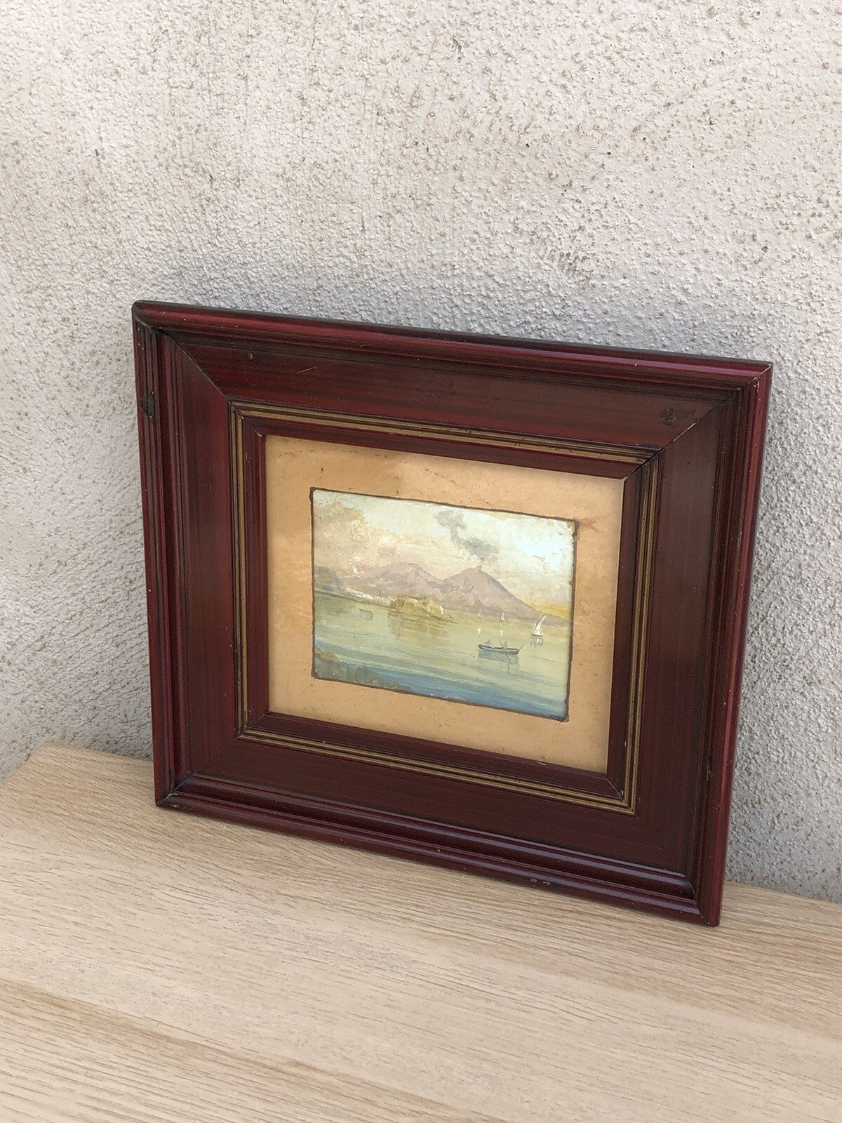 Antico quadro gouache dipinto su carta Napoli