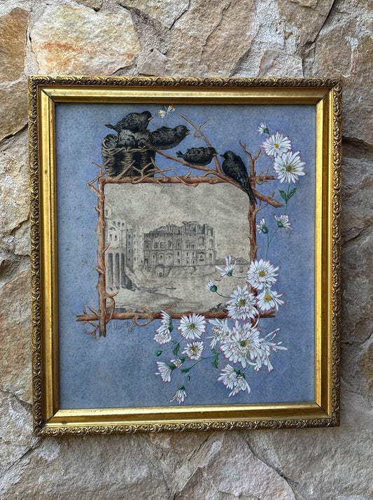 Quadro antico -Palazzo Donn’Anna- realizzato a tecnica mista