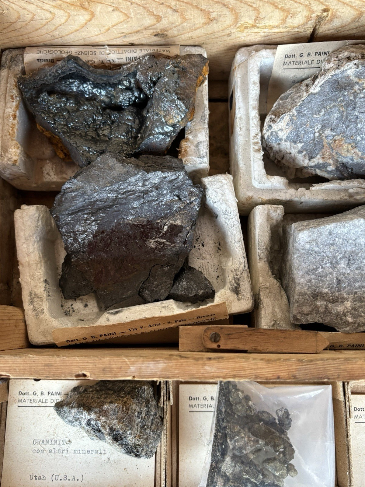 Rocce E Minerali Vintage Con Scatola In Legno Carlo Erba