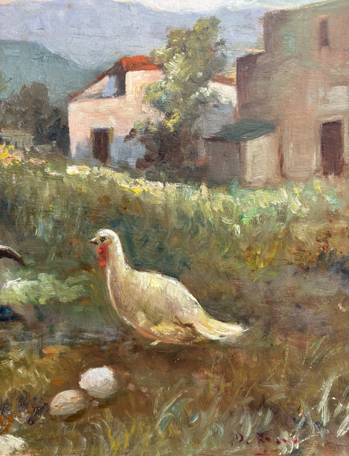 Quadro -Paesaggio Con Contadinella- dipinto a olio