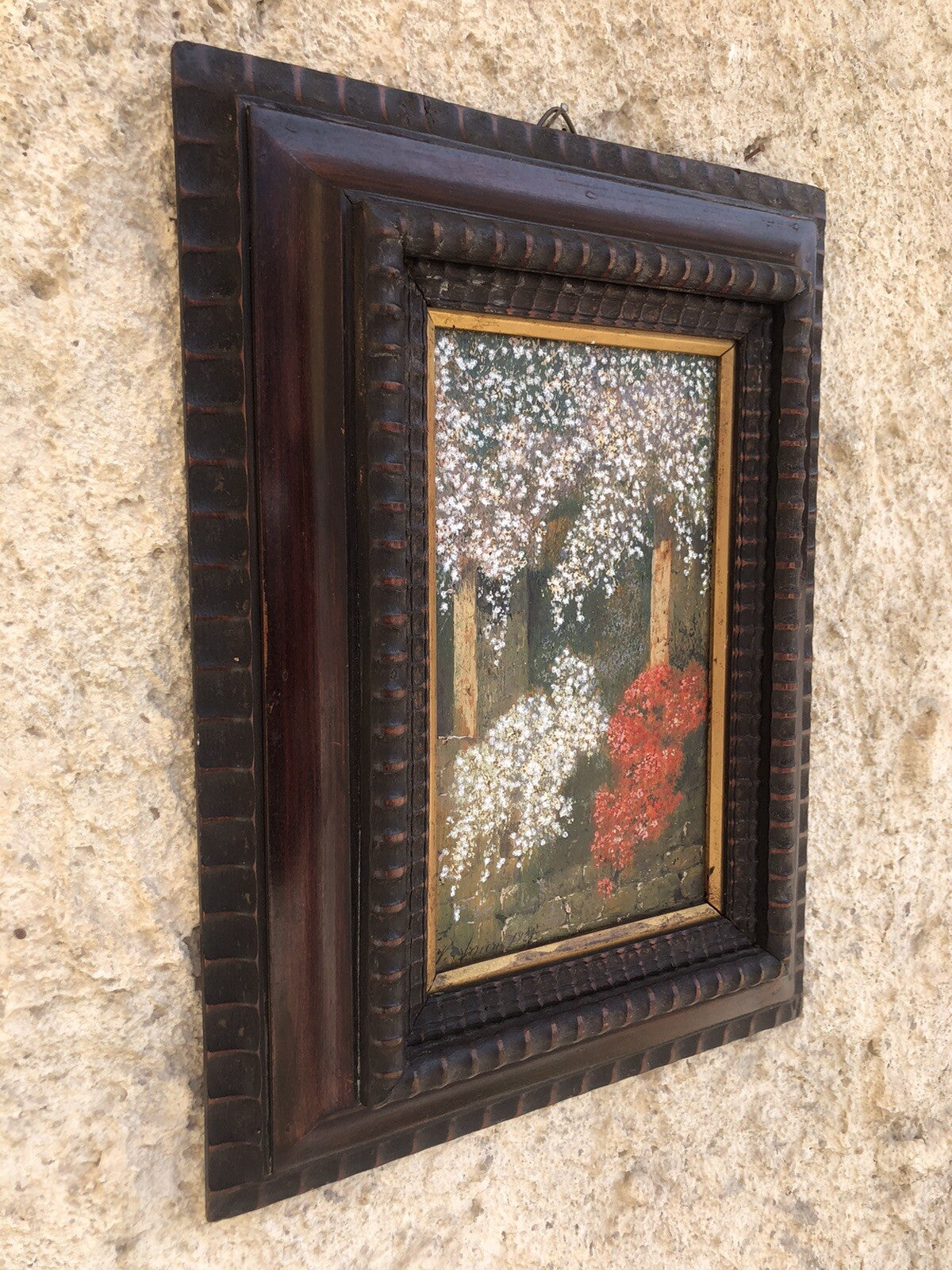 Quadro antico -Pergolato-dipinto a olio su tavola