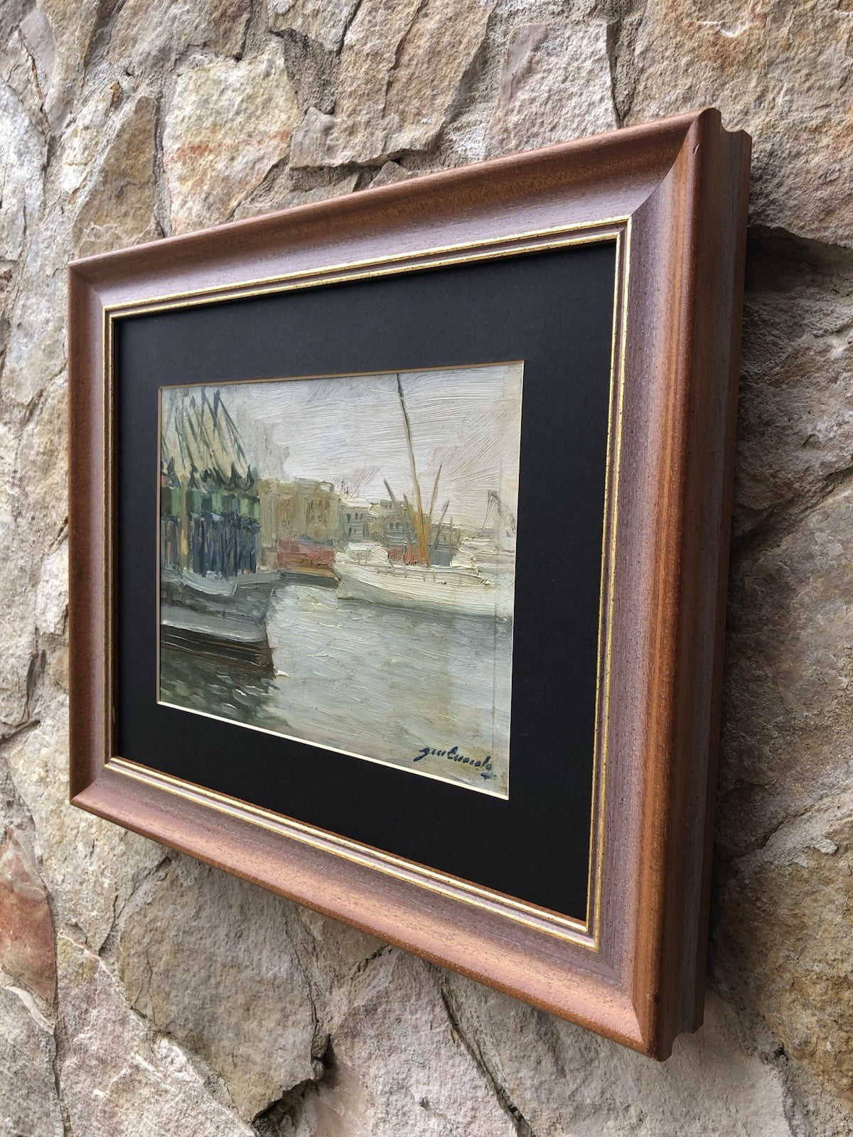 Quadro -Porto Con Barche- Gennaro Cuocolo dipinto a olio