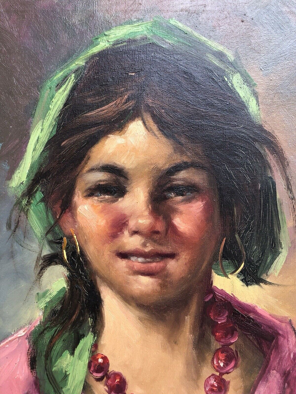 Quadro vintage -Fanciulla- dipinto a olio su tela