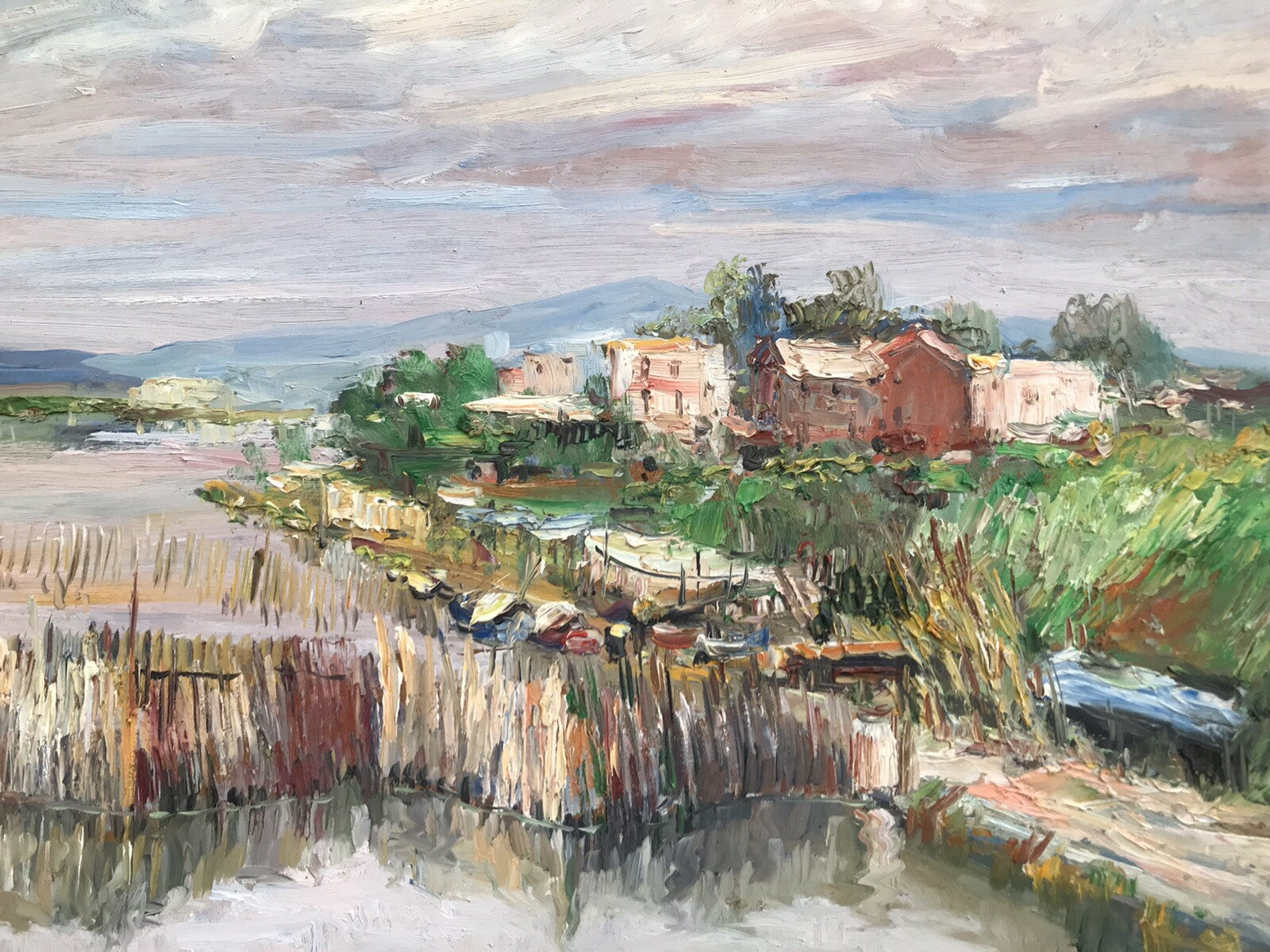 Quadro vintage -Lago Patria- dipinto a olio