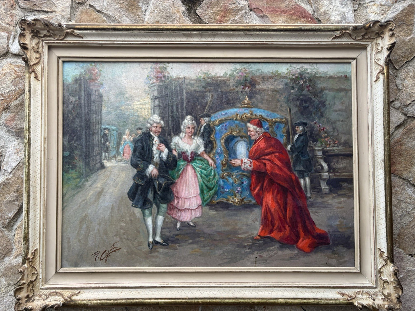 Quadro -Figure Di Nobili- Roberto Cajati dipinto a olio su tela