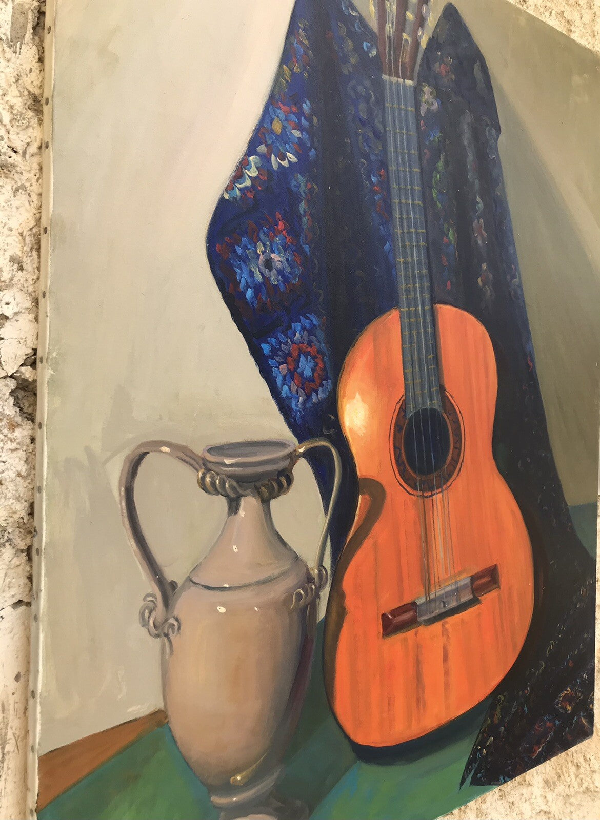 GRANDE QUADRO -CHITARRA-DIPINTO A OLIO SU TELA 80x100