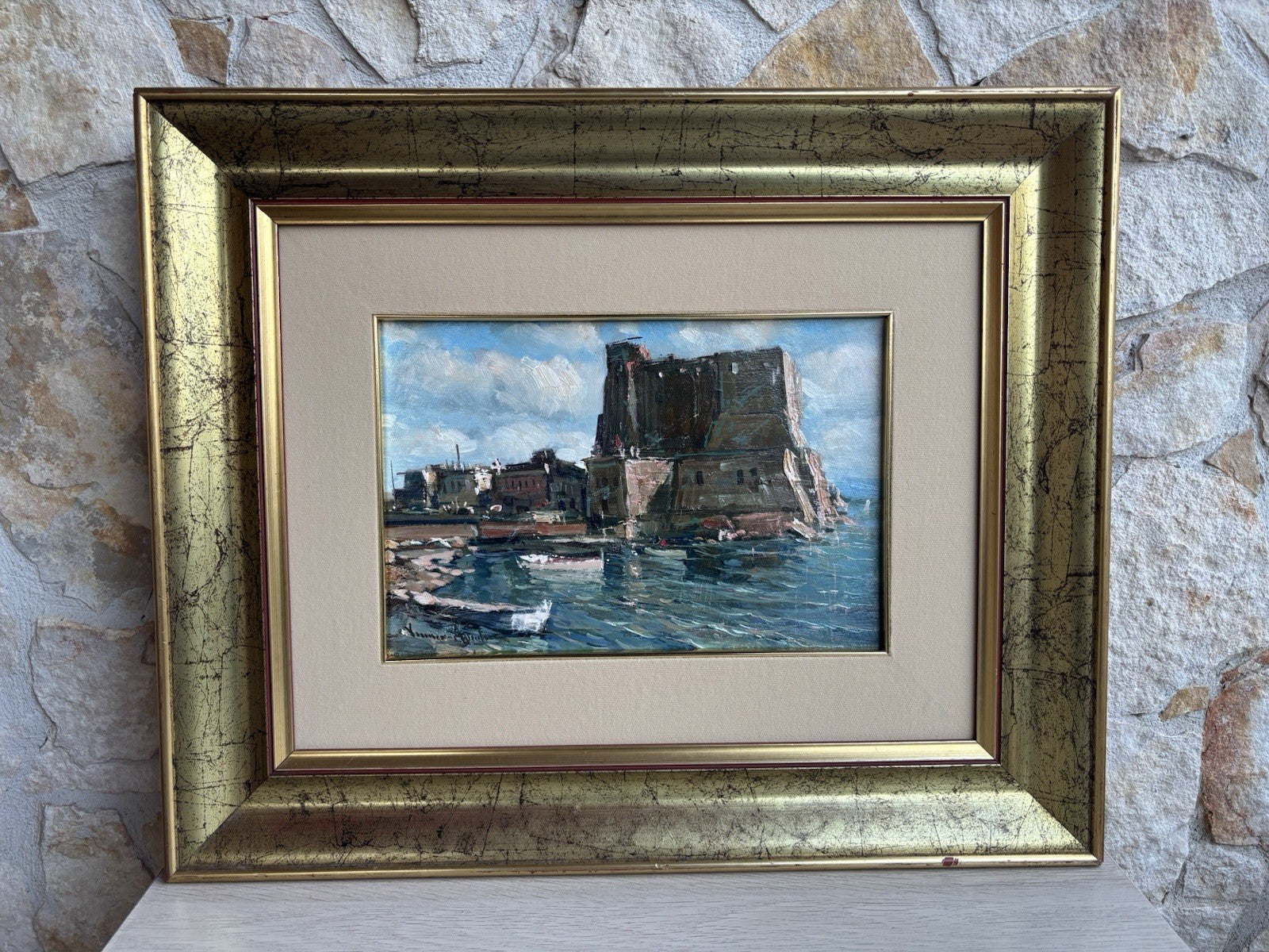 Quadro -Castel Dell’Ovo- Vincenzo Aprile dipinto a olio