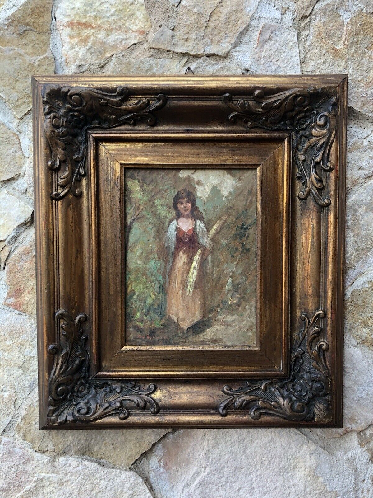 Quadro vintage -Contadina- dipinto a olio