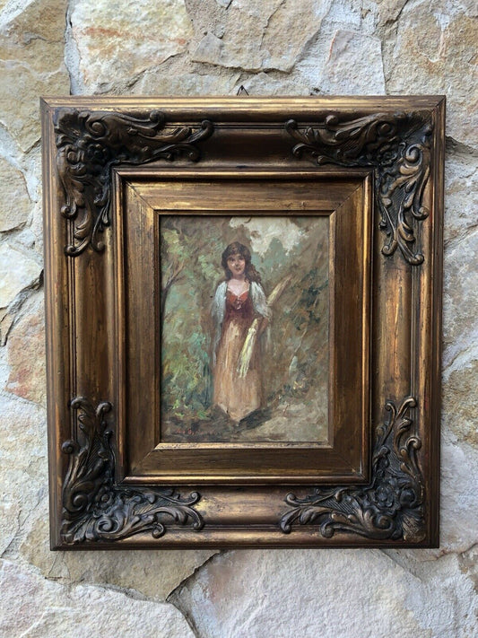 Quadro vintage -Contadina- dipinto a olio