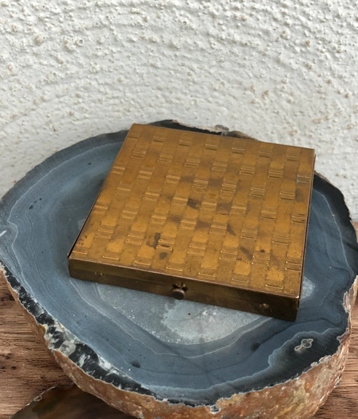 Scatola Portacipria Vintage In Metallo Ottone