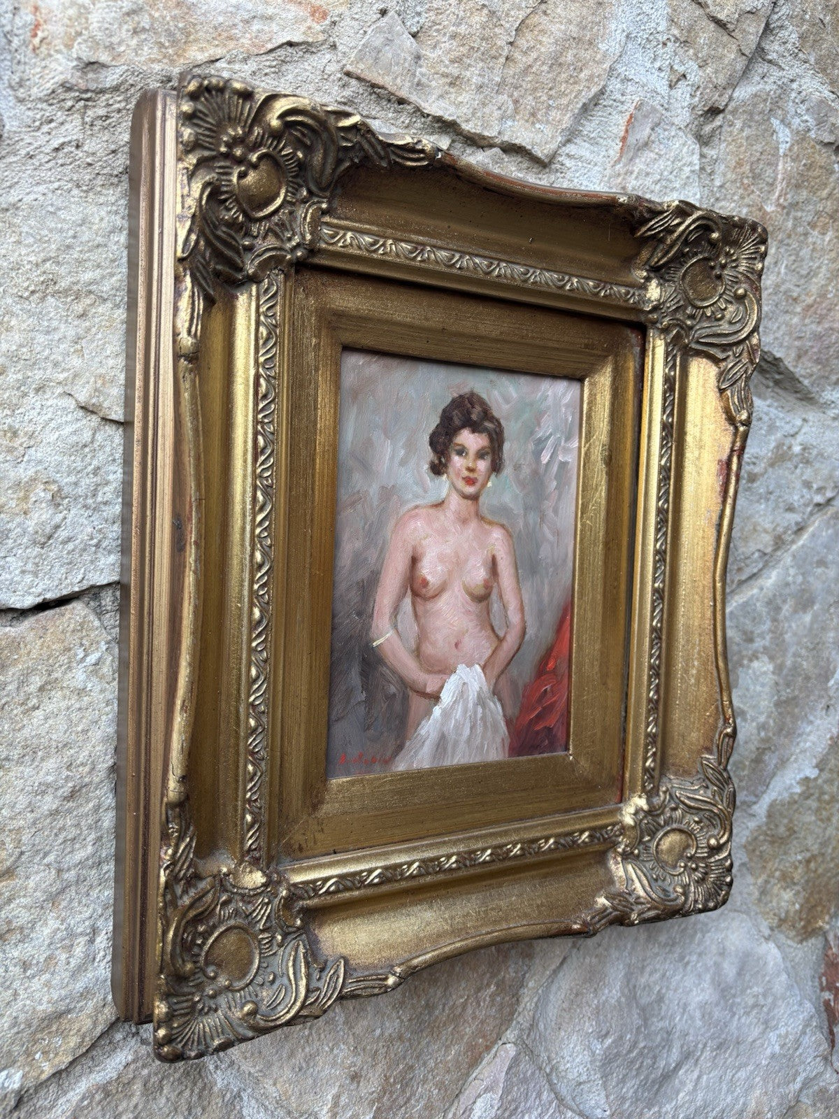 Quadro -Mezzo Nudo- dipinto a olio su tavoletta
