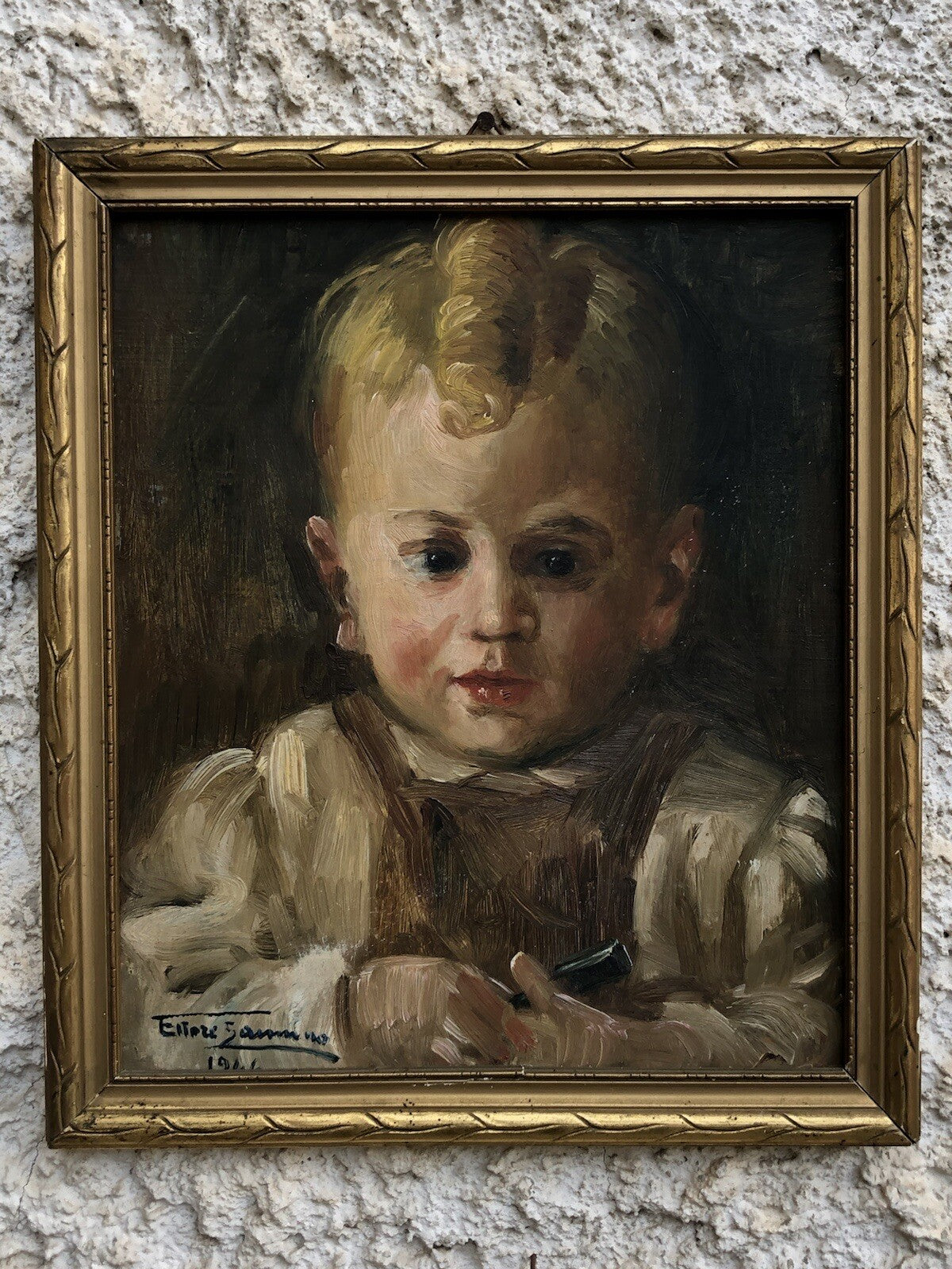Quadro antico -Scolaretto- dipinto a olio su tavoletta