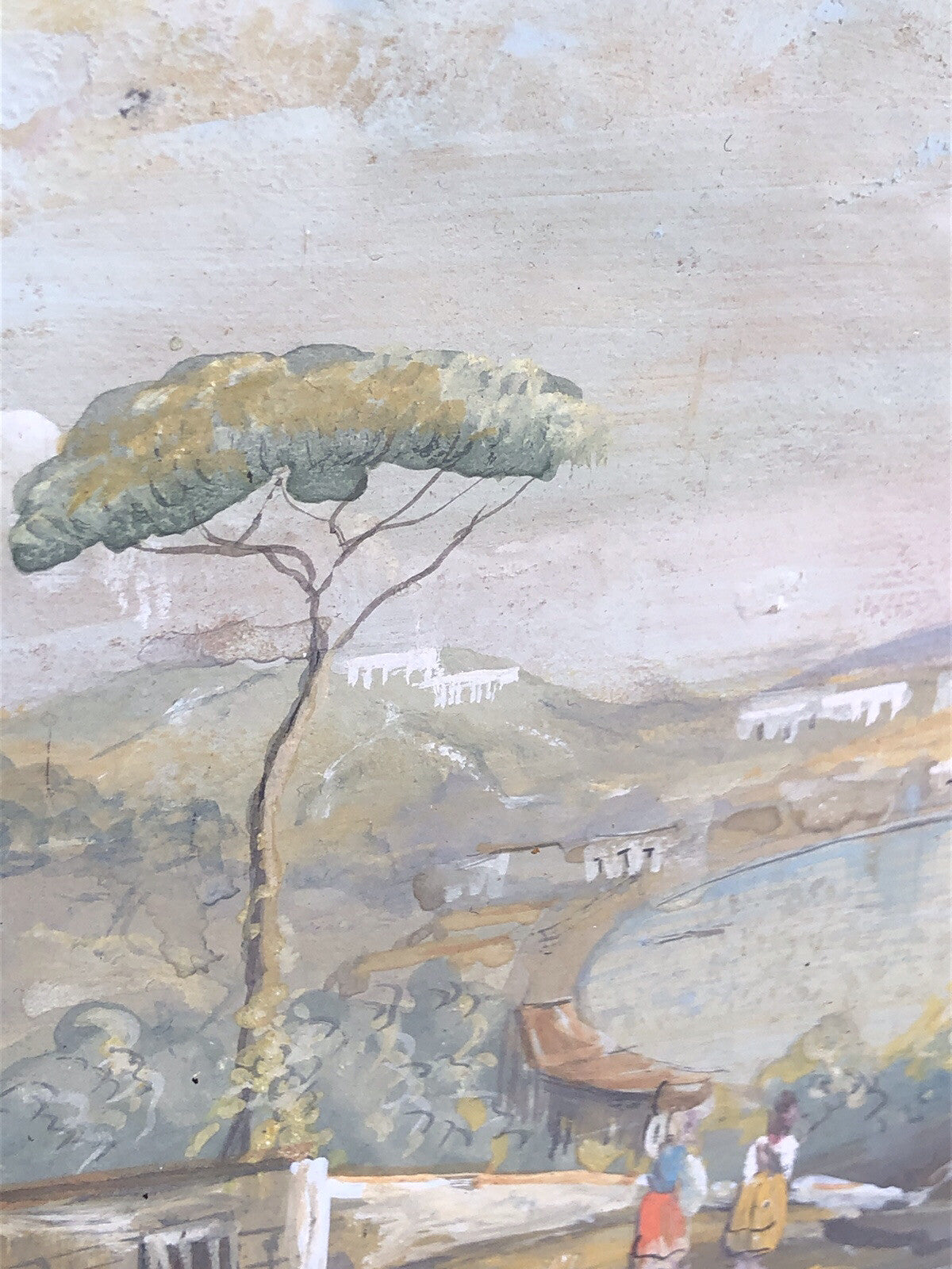 Quadro antico Gouache -Napoli- dipinto su carta