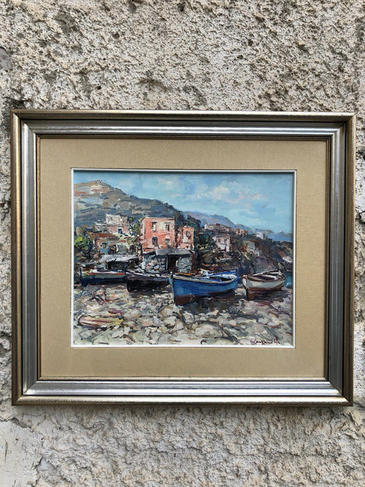 Quadro -Barche A Riposo- dipinto a olio su tela