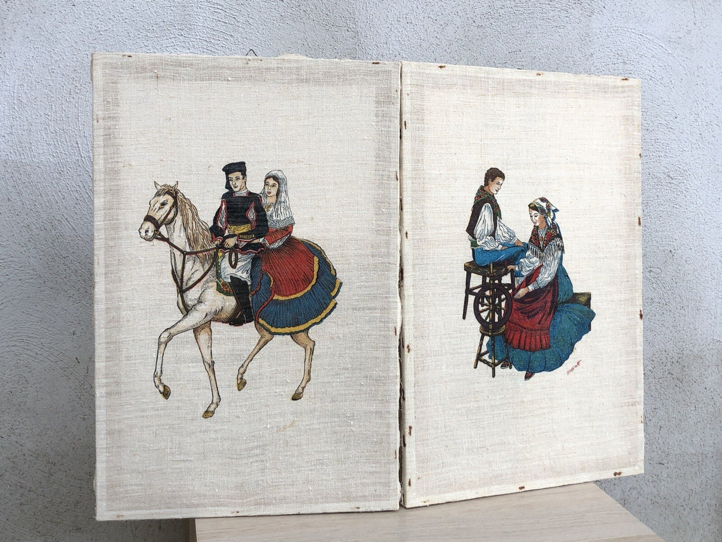 Coppia di quadri stampe su tela lino vintage - Soggetti Sardi