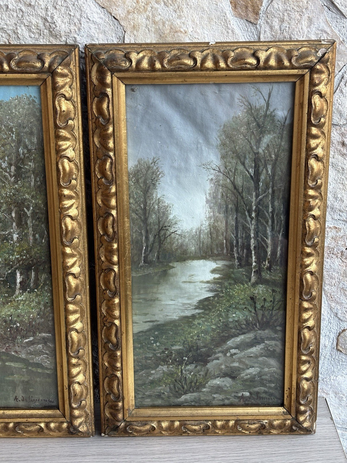 Coppia di quadri antichi -Paesaggi- dipinti a olio