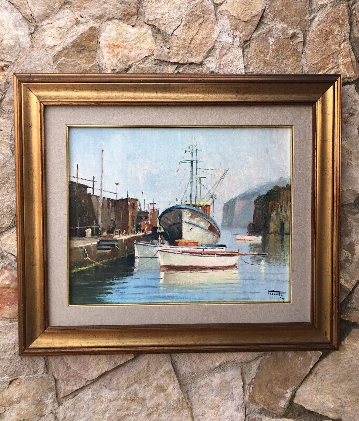Quadro -Barche All’Ormeggio- dipinto a olio su tela
