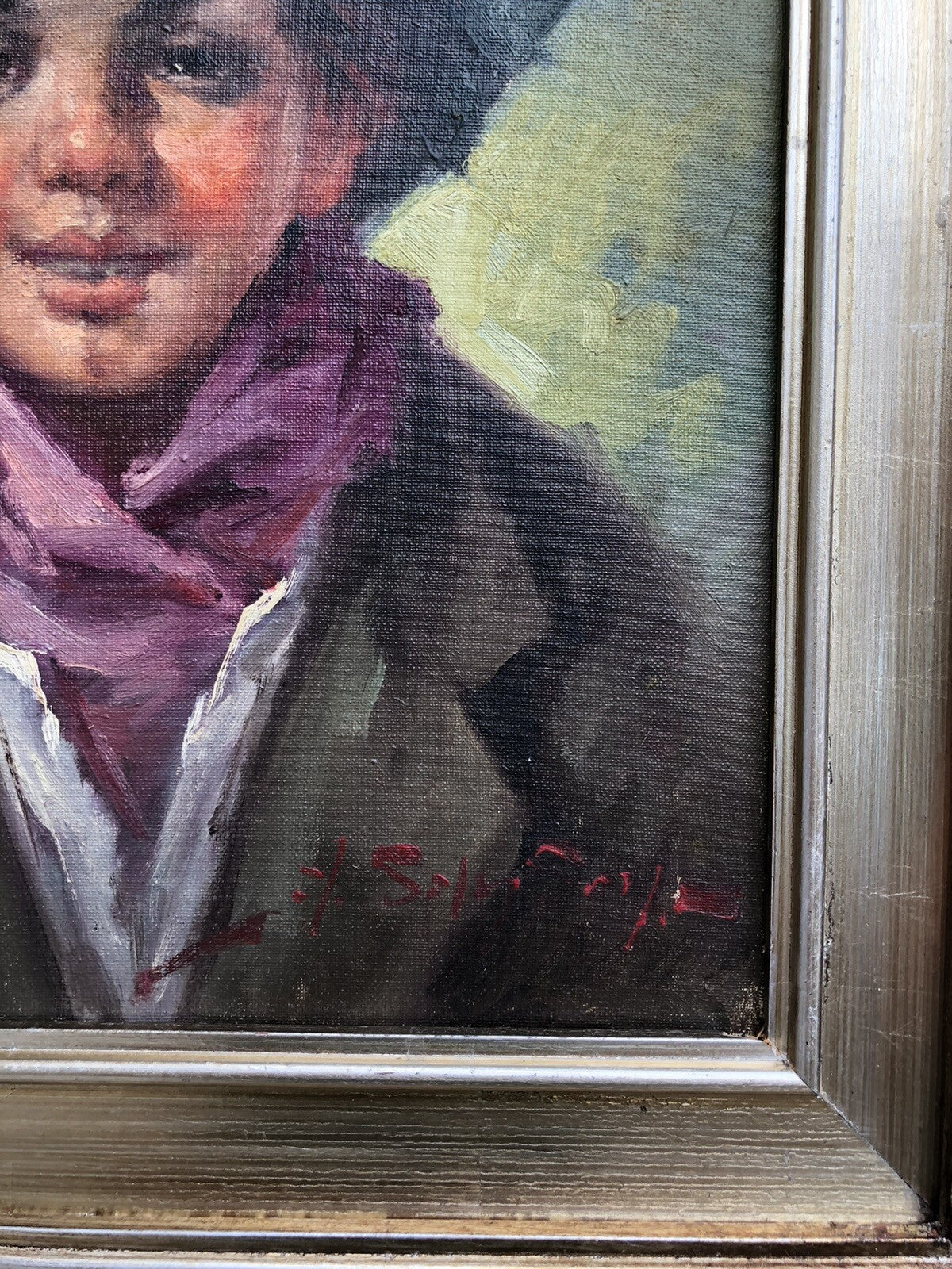 Quadro vintage -Fanciullo Con Cappello- dipinto a olio su tela