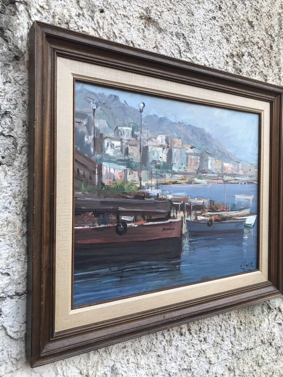 QUADRO VINTAGE -MARINA-DIPINTO A OLIO SU TAVOLETTA