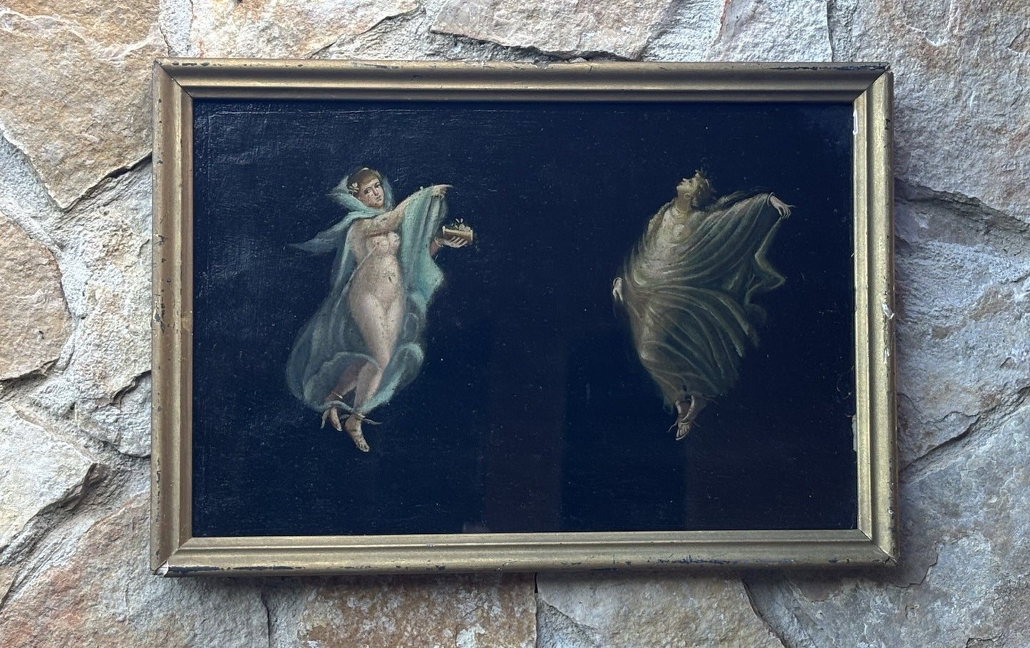 Quadro antico -Figure- stile pompeiano dipinto a olio