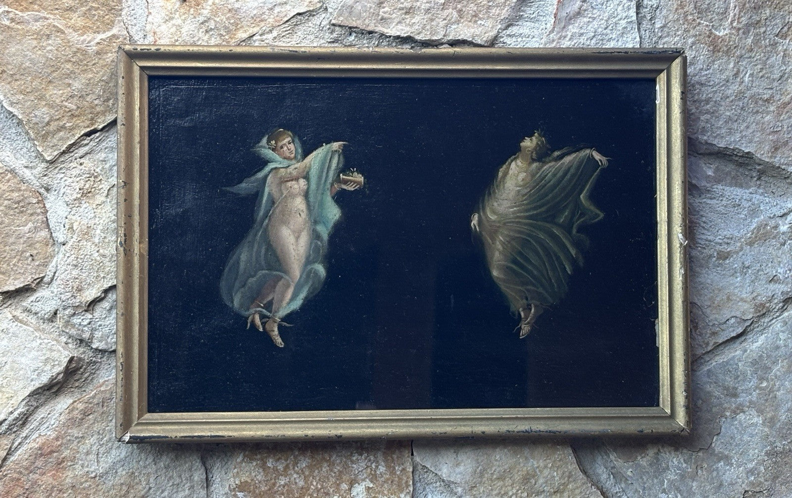 Quadro antico -Figure- stile pompeiano dipinto a olio