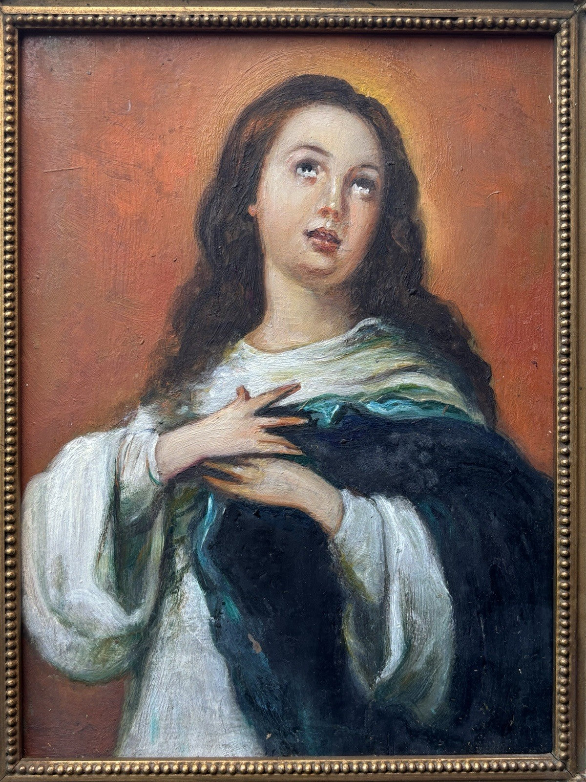 Quadro antico -Madonna- dipinto a olio su tavola