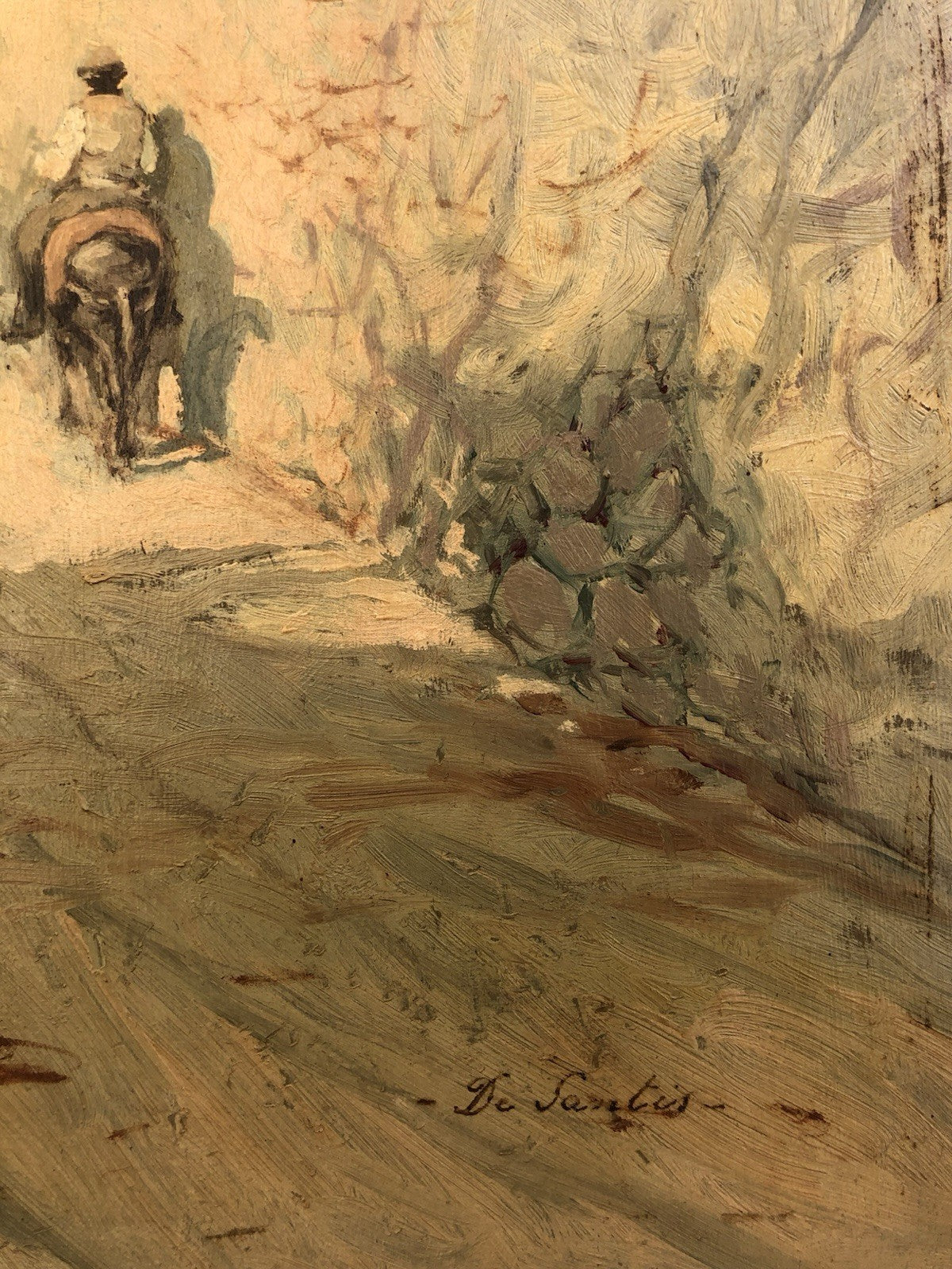 Quadro -Strada Con Figure- dipinto a olio su tavoletta