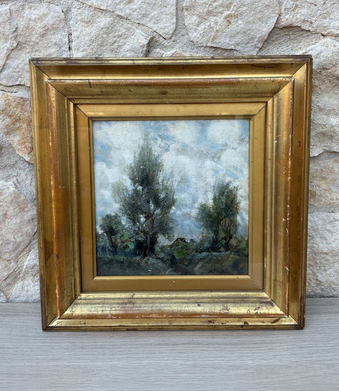 Quadro antico -Paesaggio Con Alberi- Attilio Pratella dipinto a olio