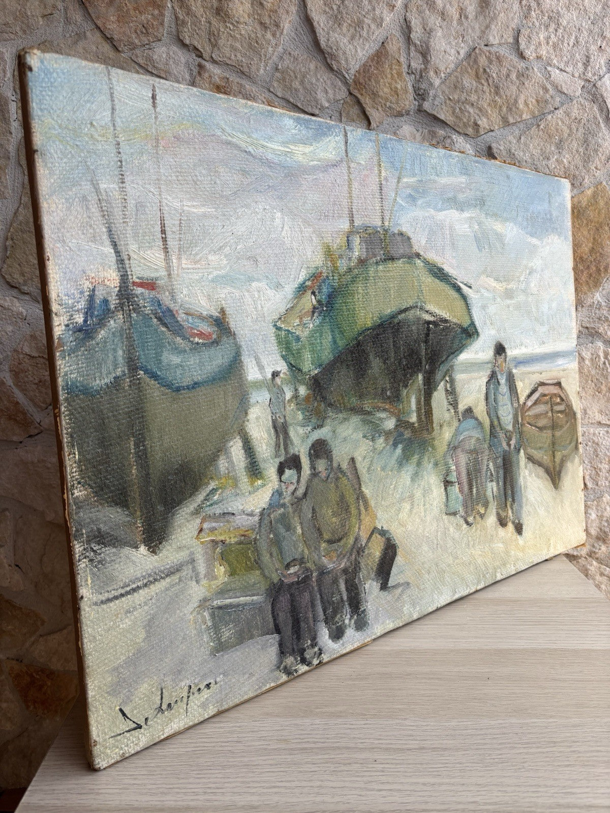 Quadro -Barche A Riposo- dipinto a olio su tela