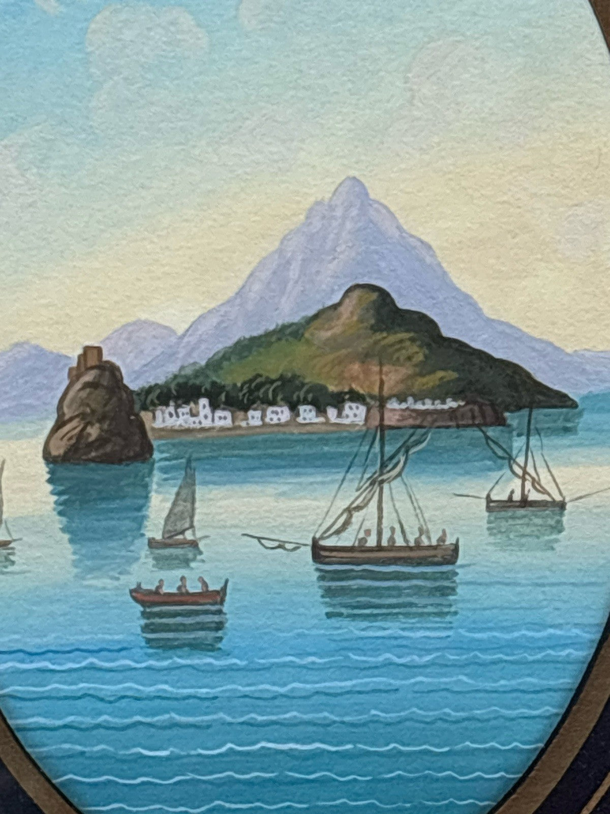 Coppia Di Quadri Vintage Gouache Dipinti -Napoli-