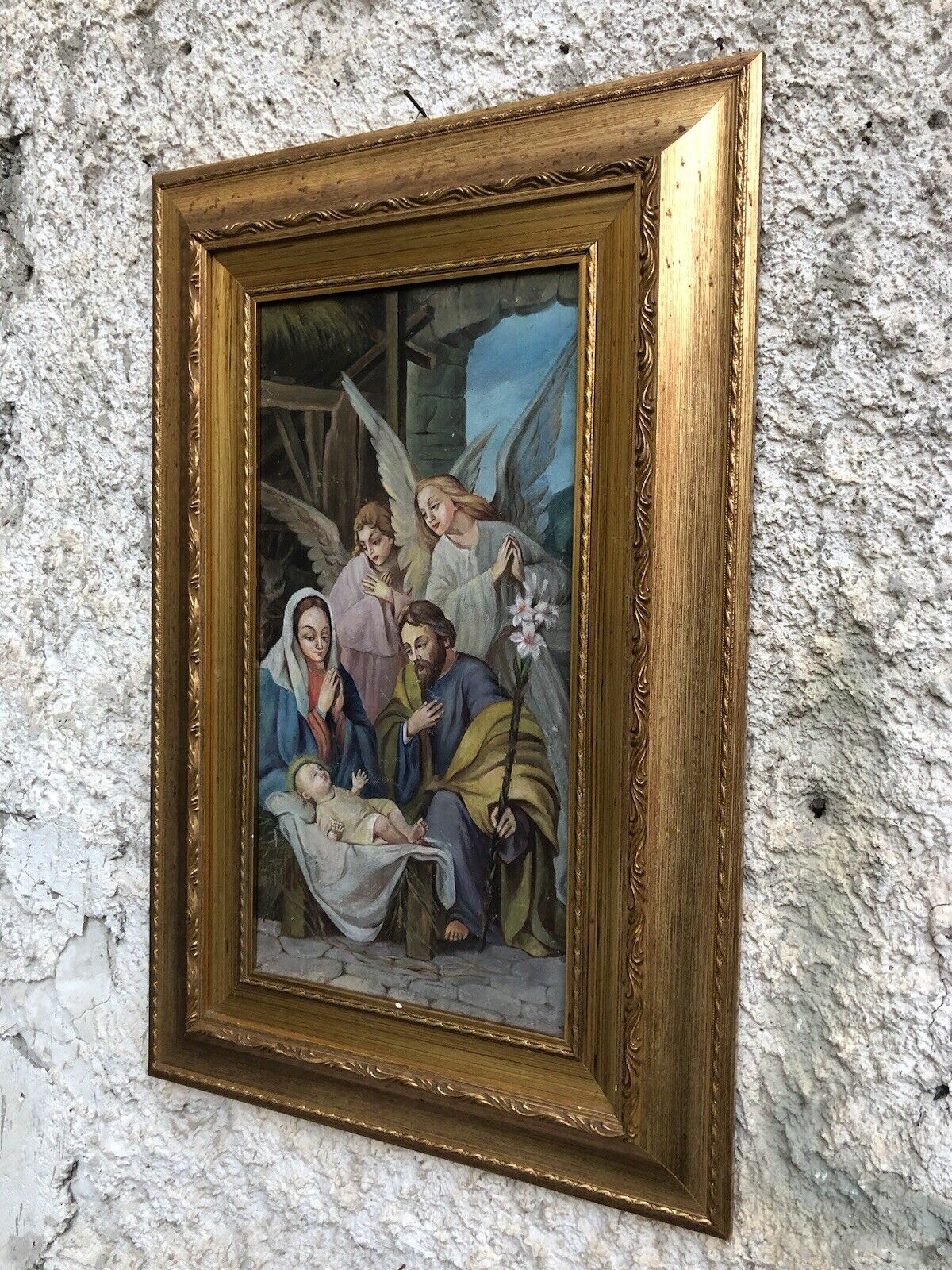 Quadro antico -Natività- dipinto a olio su tela