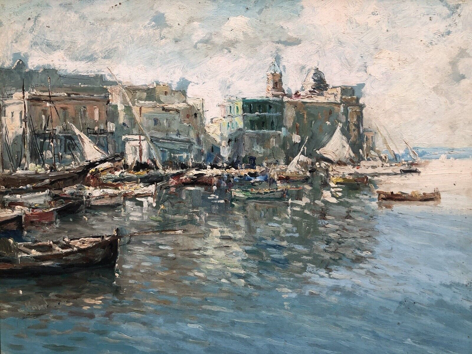 Quadro vintage -Porto Di Pozzuoli- dipinto a olio