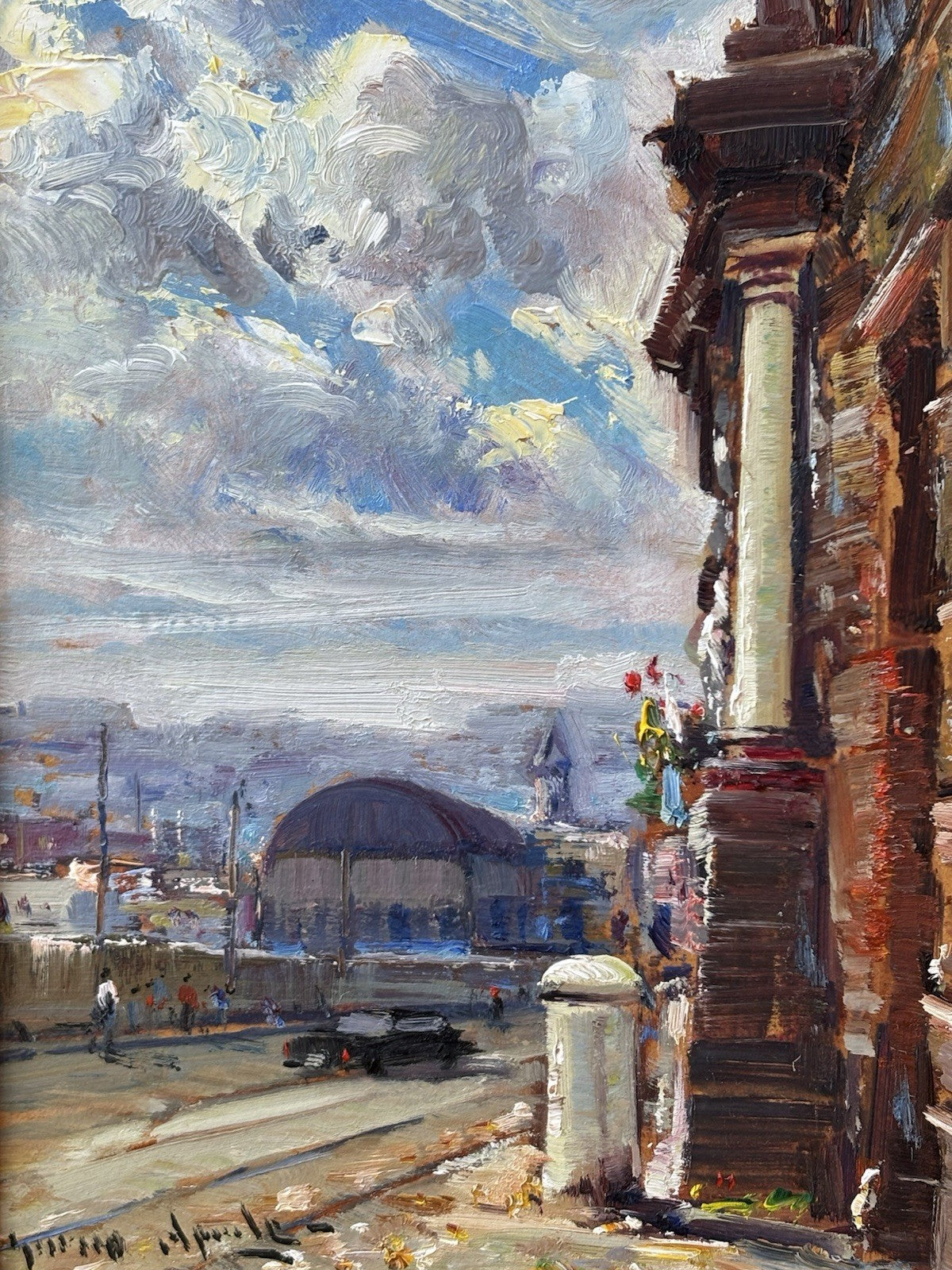 Quadro -Strada Di Città- Enrico Aprile dipinto a olio