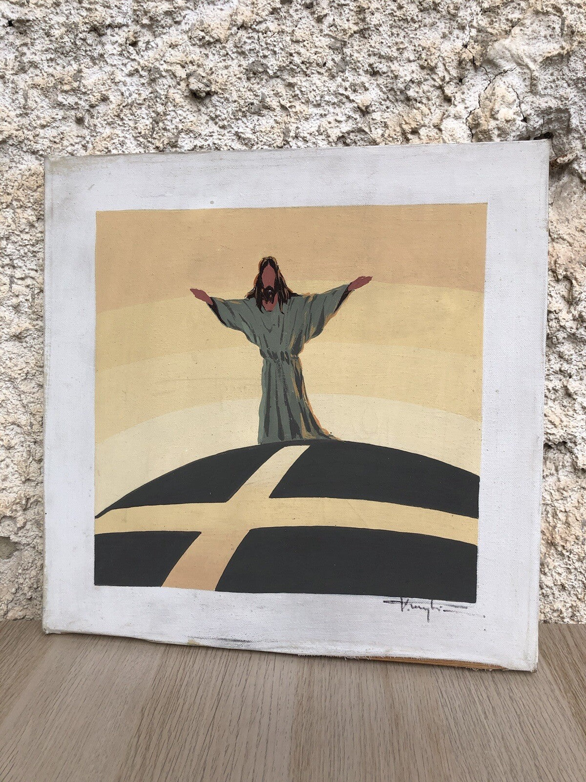 Quadro vintage -Immagine Sacra- dipinto ad acrilico su tela