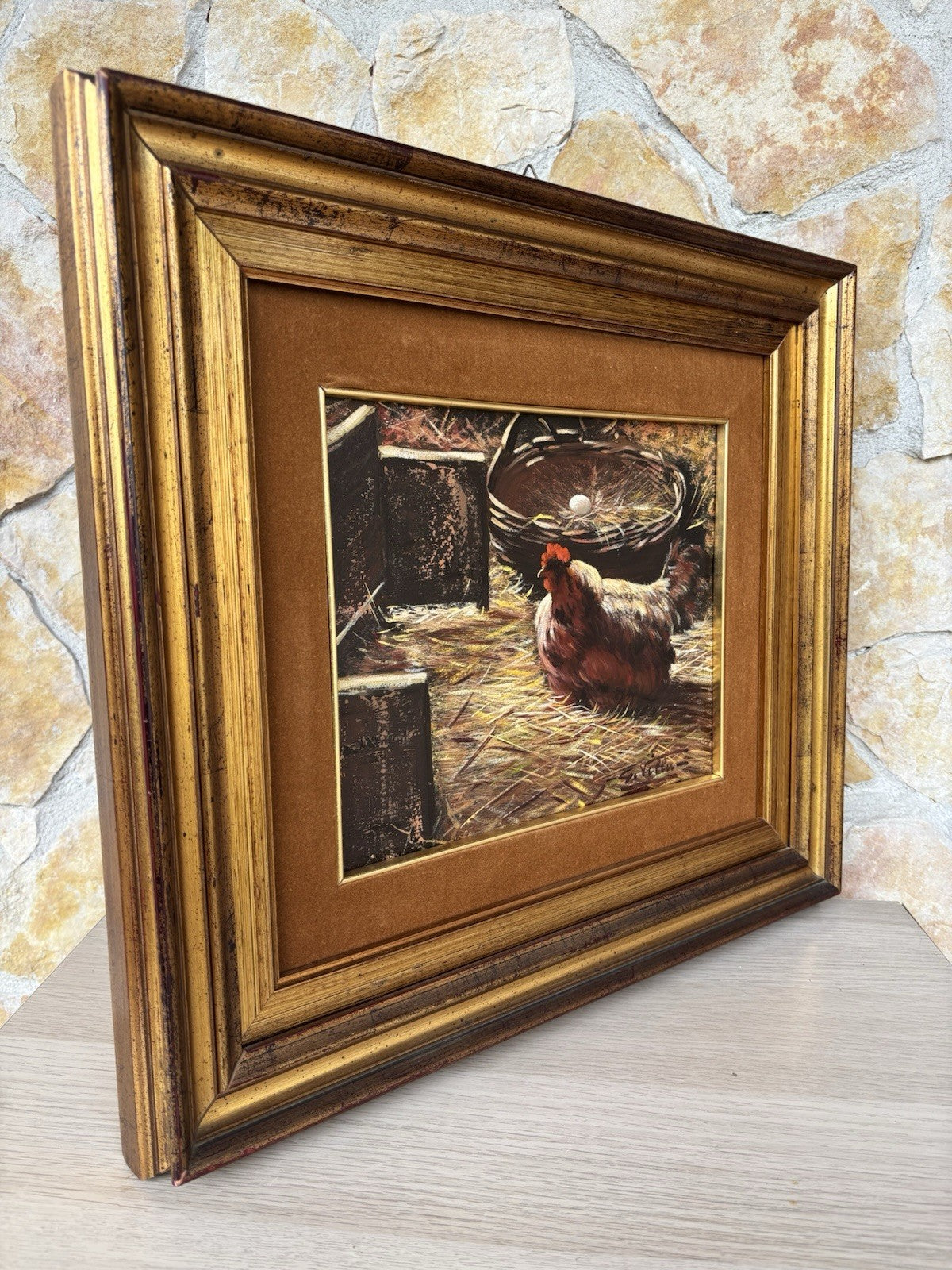 Quadro -Pollaio- Goffredo Villa dipinto a olio su tavoletta
