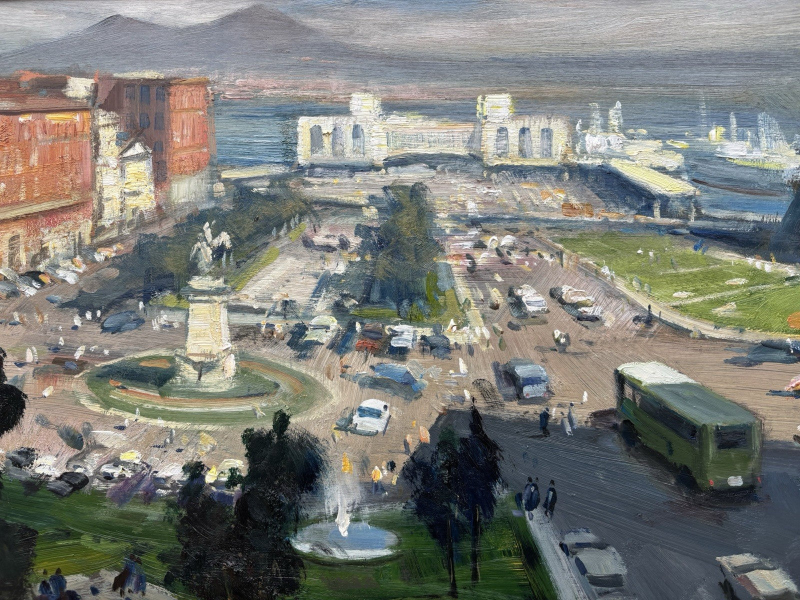 Quadro -Napoli Piazza Municipio- Enrico Aprile- dipinto a olio