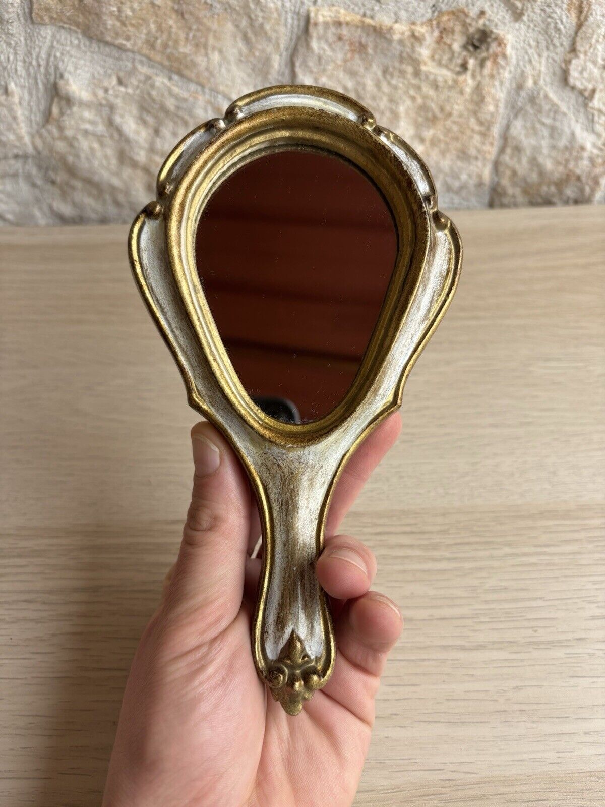 Specchio Da Tavolino Vintage In Legno Fiorentino