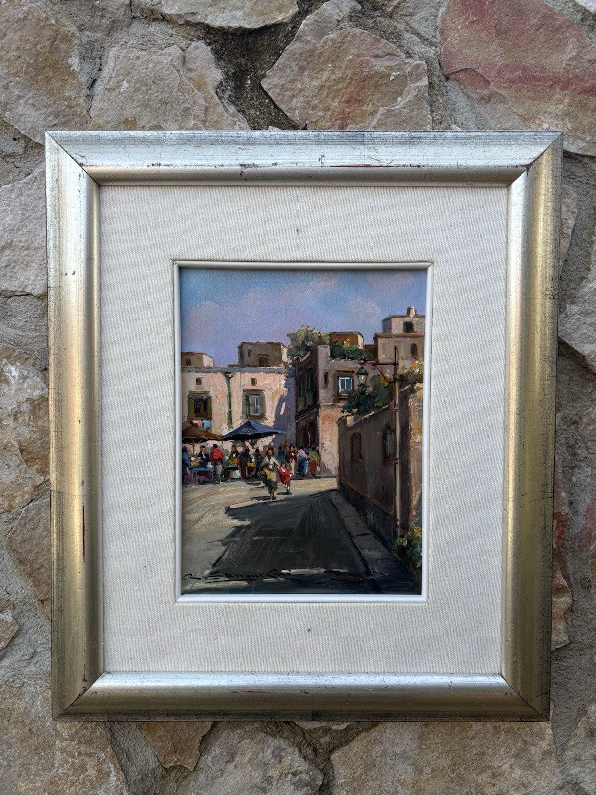 Quadro -Paesaggio Urbano- Renato Sassone Corsi dipinto a olio