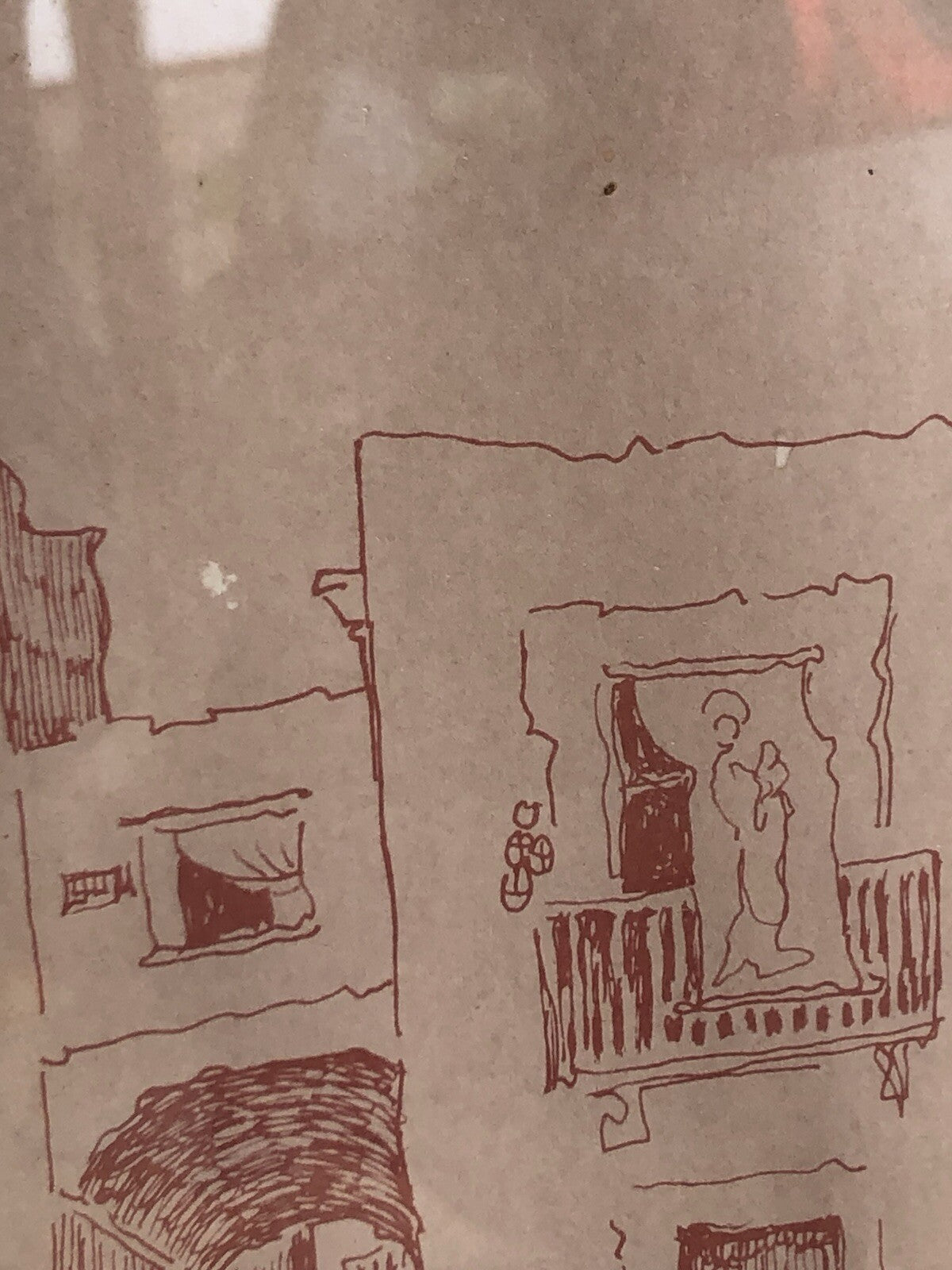 Quadro -Vico Costantinopoli- disegno a tecnica mista su carta