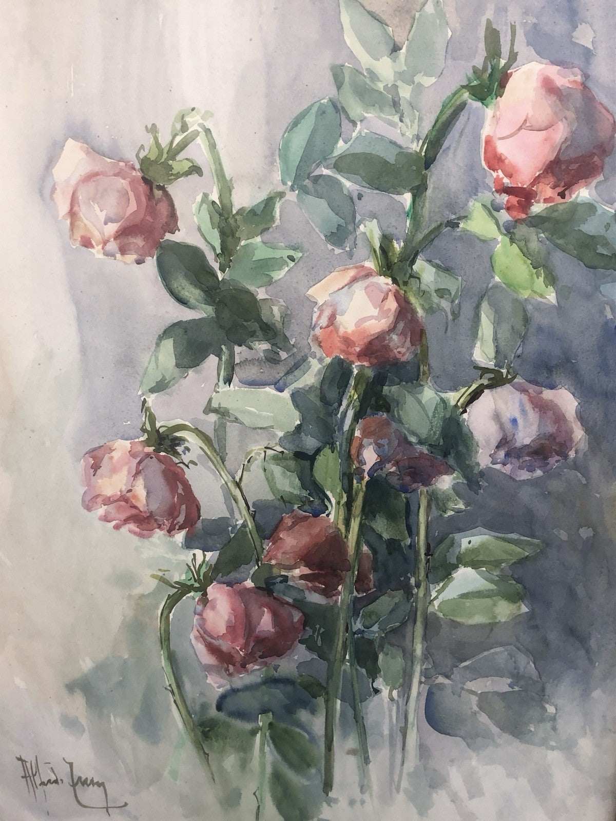 Quadro -Rose Appassite- Antonello Zecca dipinto ad acquerello