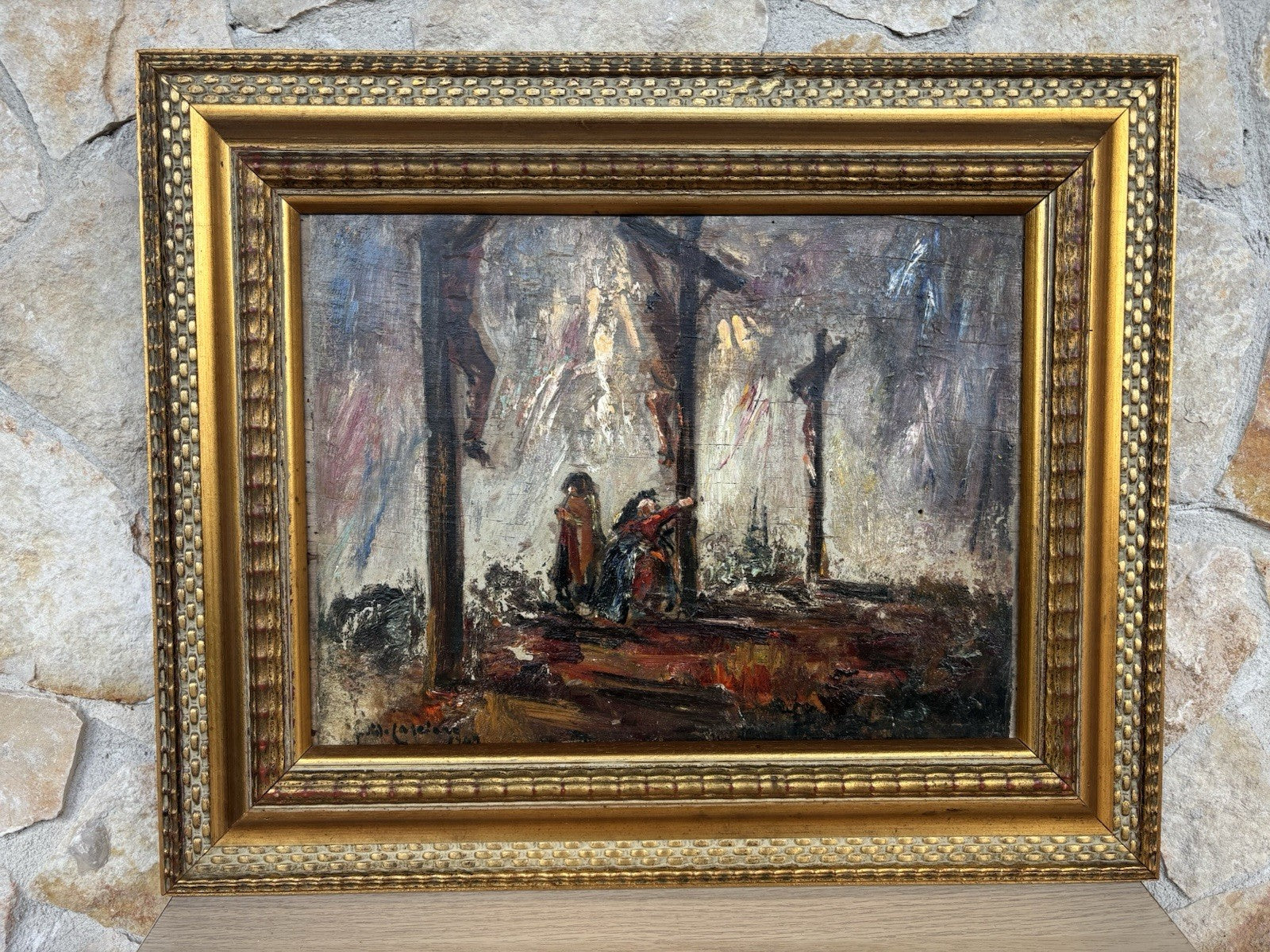 Quadro -Golgota- Guido Casciaro dipinto a olio su tavola